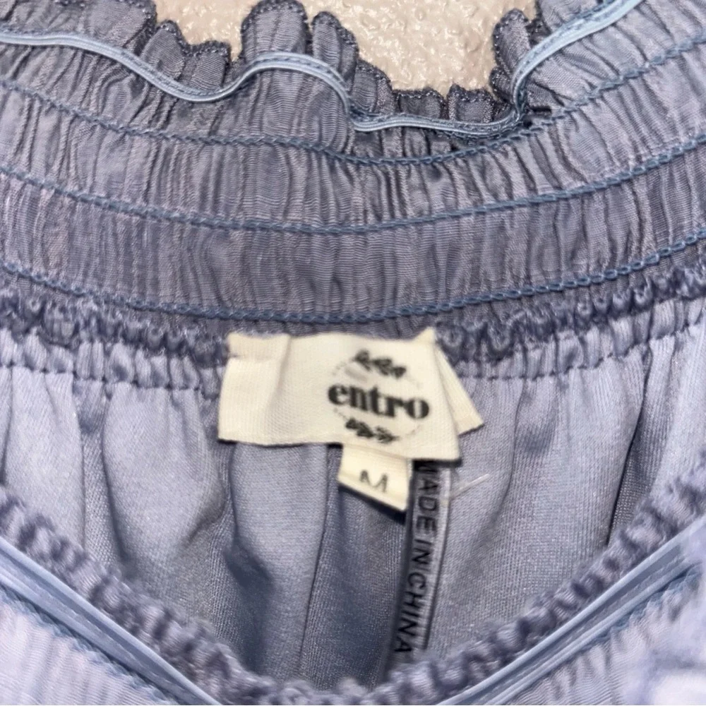 Entro Light Blue prairie Smocked neck lime maxi Dress - Picture 3 of 3